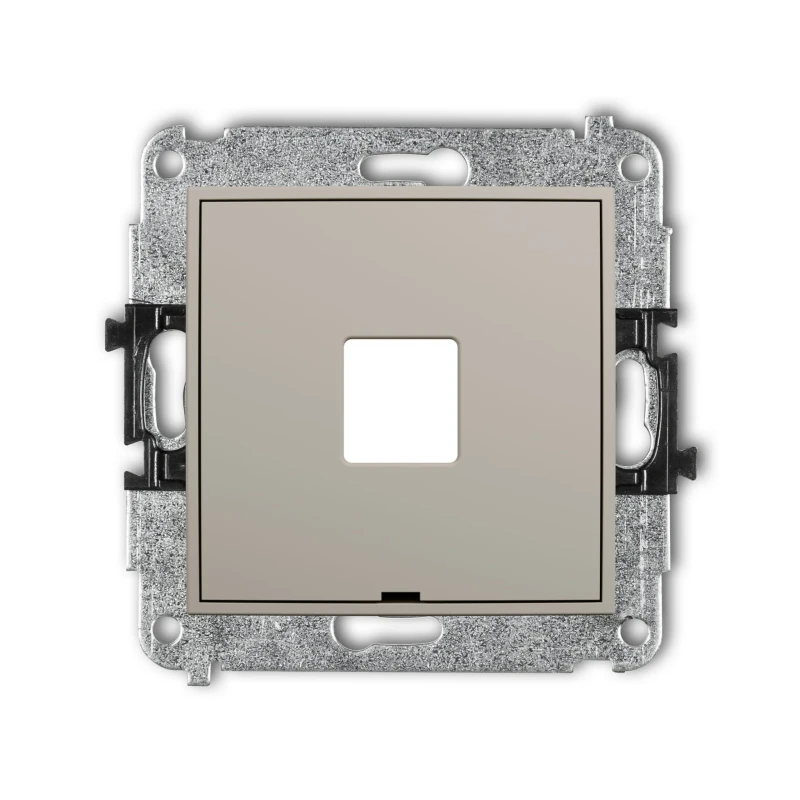Karlik Seria Mini Mechanizm gniazda multimedialnego pojedynczego bez modułu, bez pola opisowego (standard Keystone) kolor taupe symbol 60MGMBO-1P