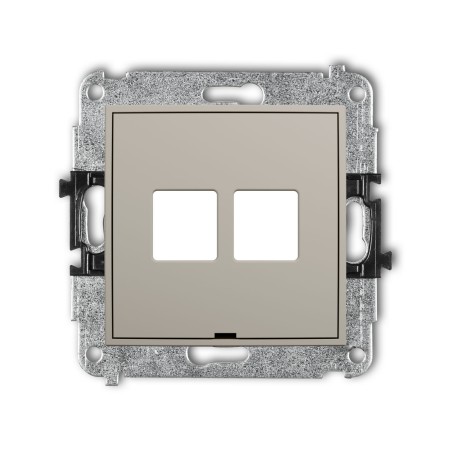 Karlik Seria Mini Mechanizm gniazda multimedialnego podwójnego bez modułu, bez pola opisowego (standard Keystone) kolor taupe symbol 60MGMBO-2P