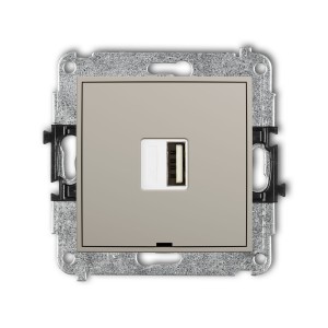 Karlik Seria Mini Mechanizm ładowarki USB pojedynczej USB A, 5W max., 5V, 1A, bez pola opisowego kolor taupe symbol 60MCUSBBO-1