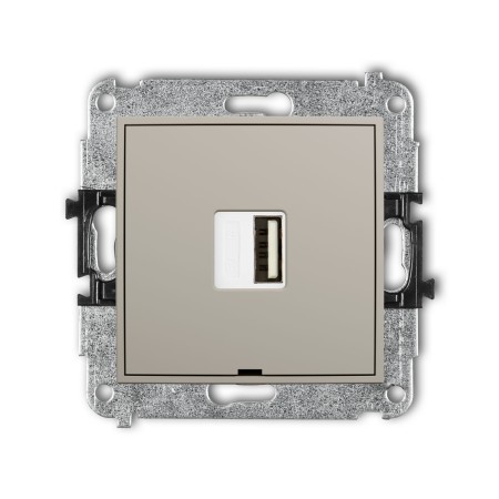 Karlik Seria Mini Mechanizm ładowarki USB pojedynczej USB A, 5W max., 5V, 1A, bez pola opisowego kolor taupe symbol 60MCUSBBO-1