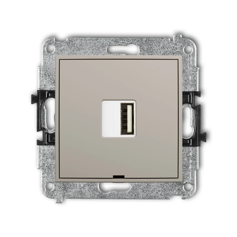 Karlik Seria Mini Mechanizm ładowarki USB pojedynczej USB A, 10W max., 5V, 2A, bez pola opisowego kolor taupe symbol 60MCUSBBO-3