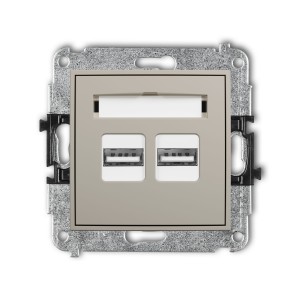 Karlik Seria Mini Mechanizm ładowarki USB podwójnej 2xUSB A, 15,5W max., 5V, 3.1A kolor taupe symbol 60MCUSB-6