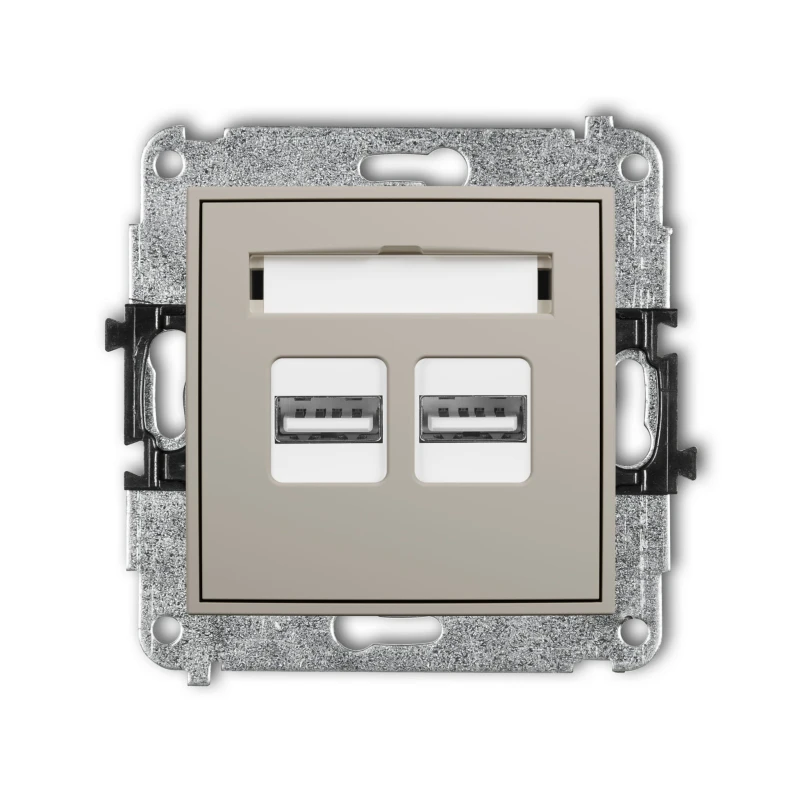 Karlik Seria Mini Mechanizm ładowarki USB podwójnej 2xUSB A, 15,5W max., 5V, 3.1A kolor taupe symbol 60MCUSB-6