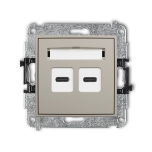 Karlik Seria Mini Mechanizm ładowarki USB podwójnej 2xUSB C, 20W max. kolor taupe symbol 60MCUSB-7