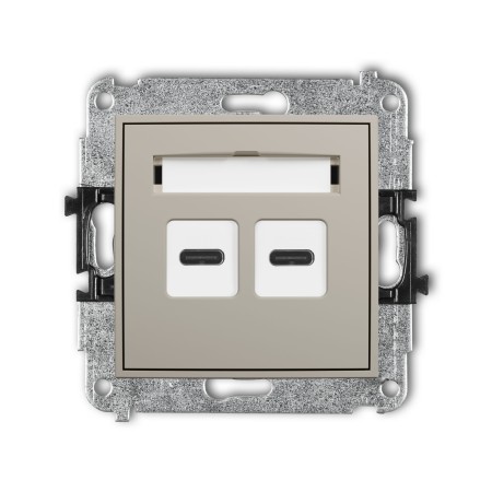Karlik Seria Mini Mechanizm ładowarki USB podwójnej 2xUSB C, 20W max. kolor taupe symbol 60MCUSB-7