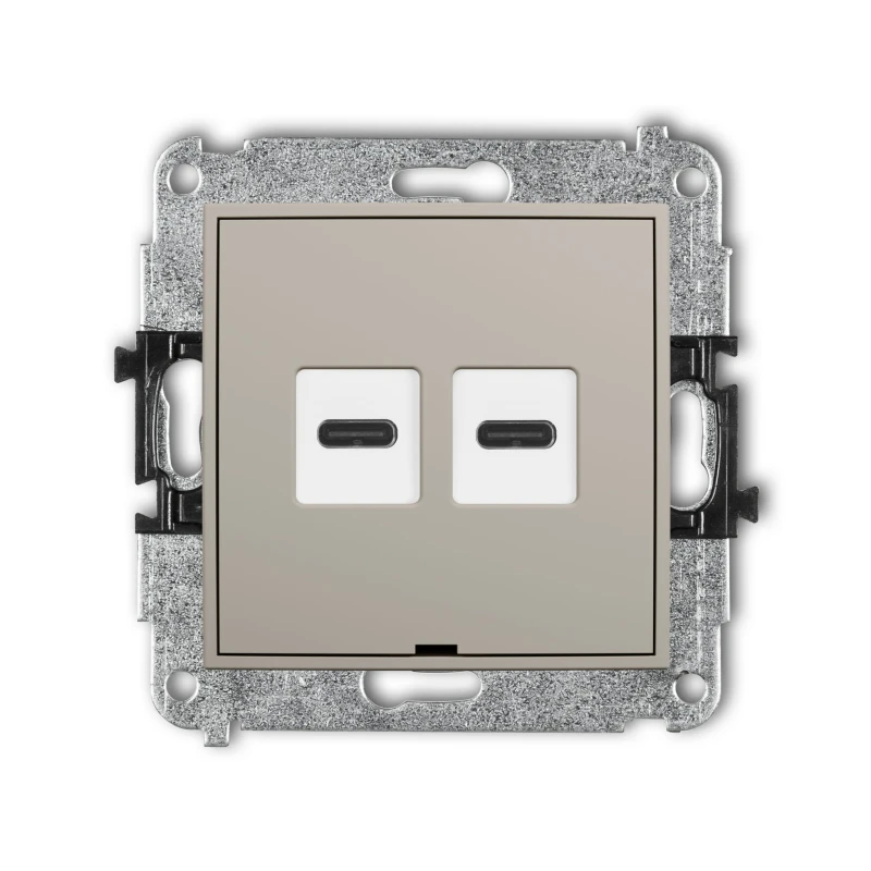 Karlik Seria Mini Mechanizm ładowarki USB podwójnej 2xUSB C, 20W max., bez pola opisowego kolor taupe symbol 60MCUSBBO-7