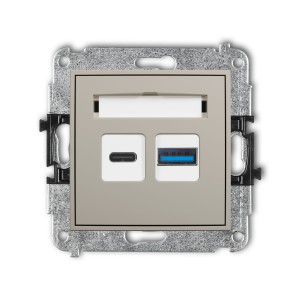 Karlik Seria Mini Mechanizm ładowarki USB podwójnej USB C + USB A, 20W max. kolor taupe symbol 60MCUSB-8