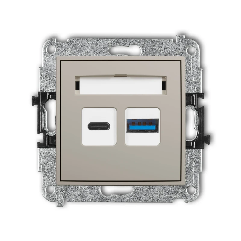 Karlik Seria Mini Mechanizm ładowarki USB podwójnej USB C + USB A, 20W max. kolor taupe symbol 60MCUSB-8