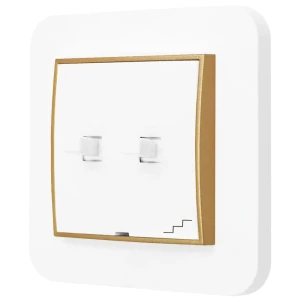 Włącznik schodowy podwójny w stylu USA ramka zaokrąglona seria Mini kolor biały/złoty