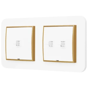 Włącznik pojedynczy i podwójny w stylu USA ramka zaokrąglona seria Mini kolor biały/złoty