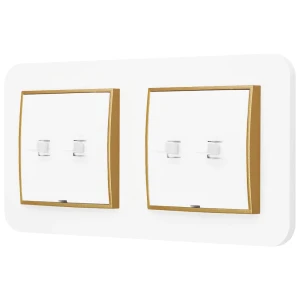 Dwa włączniki podwójne w stylu USA ramka zaokrąglona seria Mini kolor biały/złoty