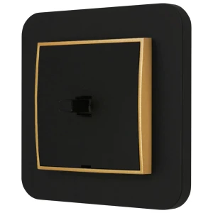 Włącznik pojedynczy w stylu USA ramka zaokrąglona seria Mini kolor czarny mat/złoty