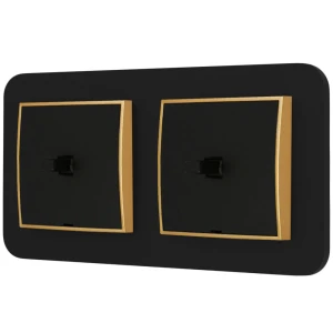 Dwa włączniki pojedyncze w stylu USA ramka zaokrąglona seria Mini kolor czarny mat/złoty