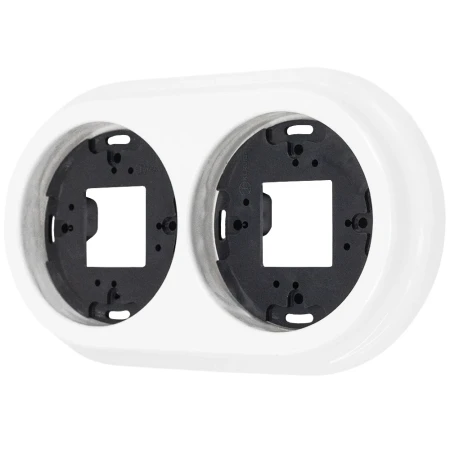 Ramka podwójna okrągła do łączników i gniazd natynkowych 'Retro ceramic' - biała TG-RCS-002RW