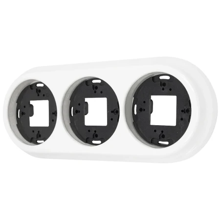 Ramka potrójna okrągła do łączników i gniazd natynkowych 'Retro ceramic' - biała TG-RCS-003RW