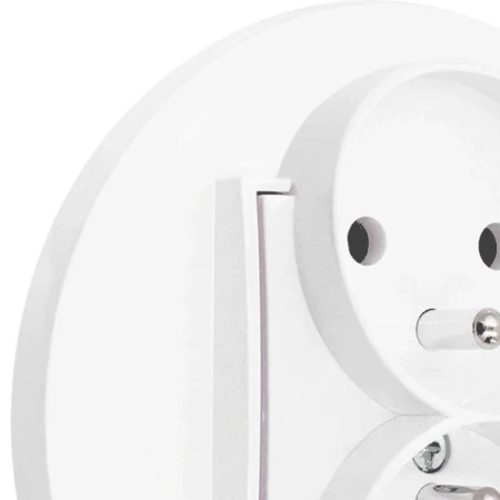 Gniazdo podwójne z ramką okrągłą seria MINI kolor biały mat