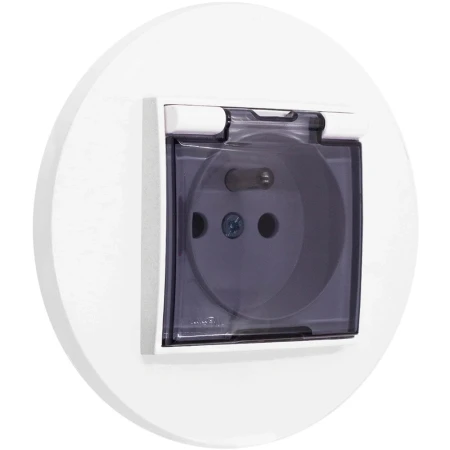 Gniazdo hermetyczne z ramką okrągłą seria MINI kolor biały mat