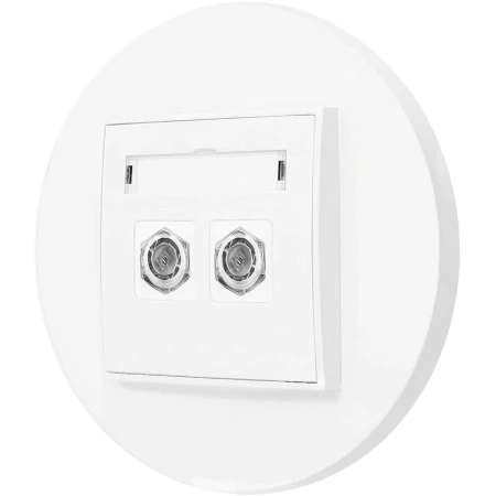 Gniazdo antenowe 2x z ramką okrągłą seria MINI kolor biały mat