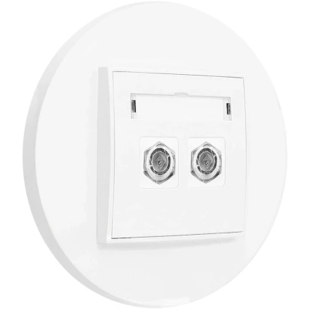 Gniazdo antenowe 2x z ramką okrągłą seria MINI kolor biały mat