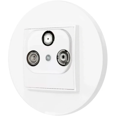Gniazdo rtv-sat z ramką okrągłą seria MINI kolor biały mat