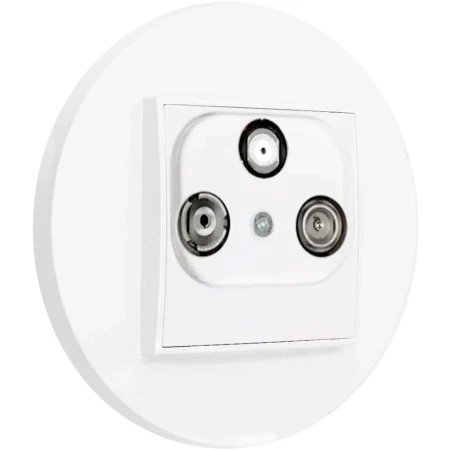 Gniazdo rtv-sat z ramką okrągłą seria MINI kolor biały mat