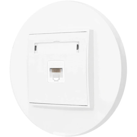 Gniazdo internetowe rj45 1x z ramką okrągłą seria MINI kolor biały mat