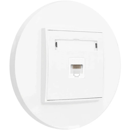 Gniazdo internetowe rj45 1x z ramką okrągłą seria MINI kolor biały mat