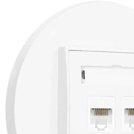 Gniazdo internetowe rj45 2x z ramką okrągłą seria MINI kolor biały mat