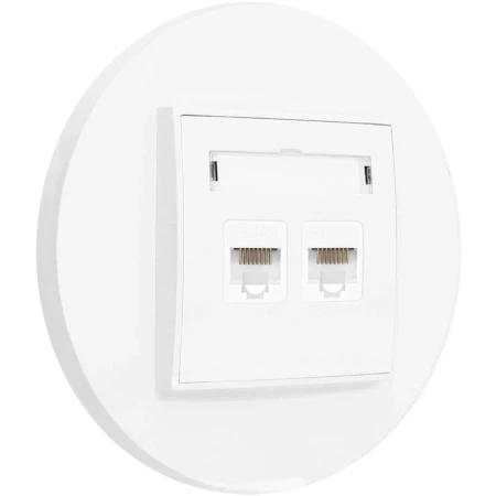 Gniazdo internetowe rj45 2x z ramką okrągłą seria MINI kolor biały mat
