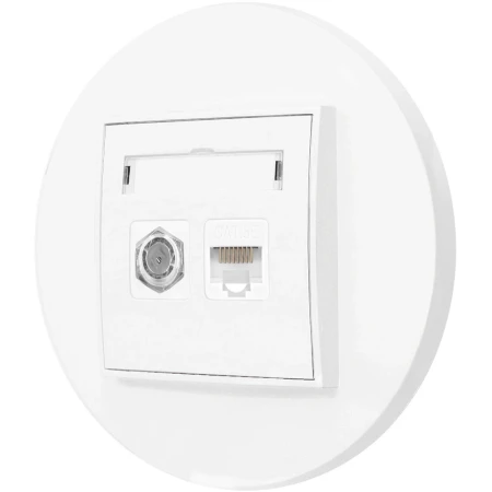 Gniazdo rj45/antenowe z ramką okrągłą seria MINI kolor biały mat