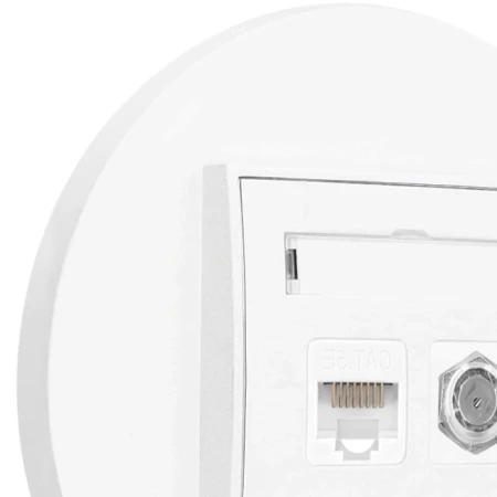 Gniazdo rj45/antenowe z ramką okrągłą seria MINI kolor biały mat