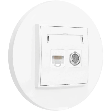 Gniazdo rj45/antenowe z ramką okrągłą seria MINI kolor biały mat