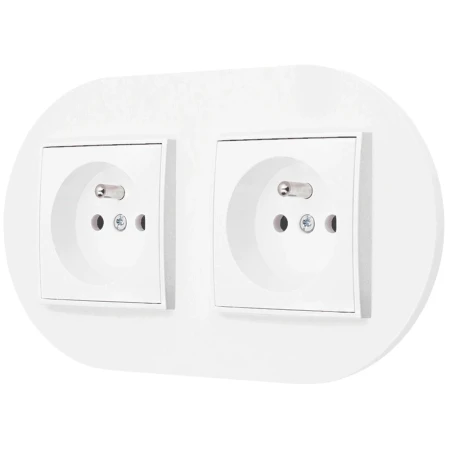 Dwa gniazda pojedyncze z ramką okrągłą seria MINI kolor biały mat