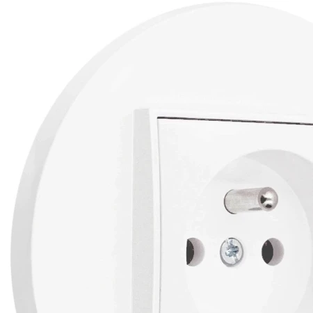 Dwa gniazda pojedyncze z ramką okrągłą seria MINI kolor biały mat