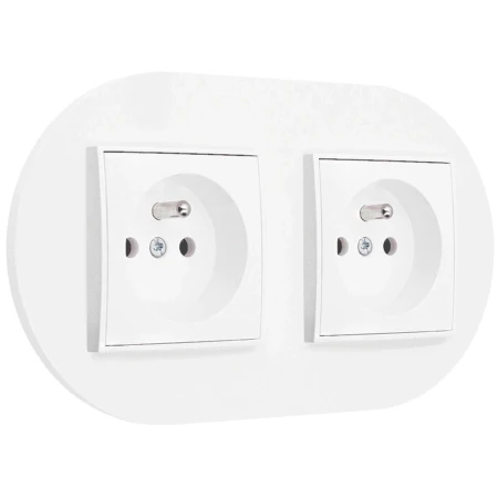 Dwa gniazda pojedyncze z ramką okrągłą seria MINI kolor biały mat