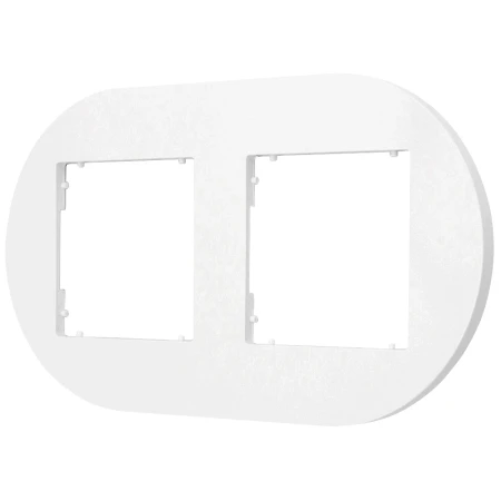 Dwa gniazda podwójne z ramką okrągłą seria MINI kolor biały mat