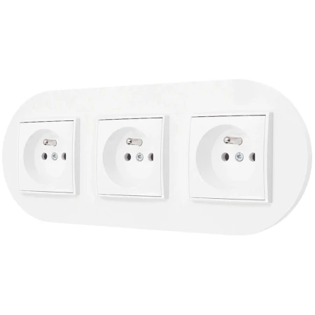 Trzy gniazda pojedyncze z ramką okrągłą seria MINI kolor biały mat