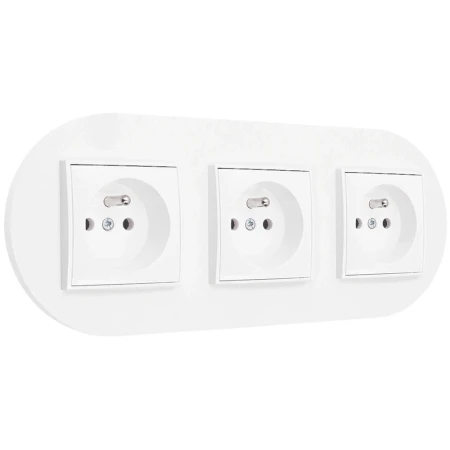 Trzy gniazda pojedyncze z ramką okrągłą seria MINI kolor biały mat