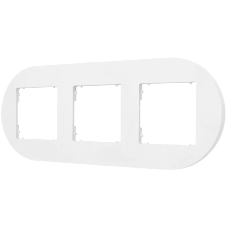 Trzy gniazda podwójne z ramką okrągłą seria MINI kolor biały mat