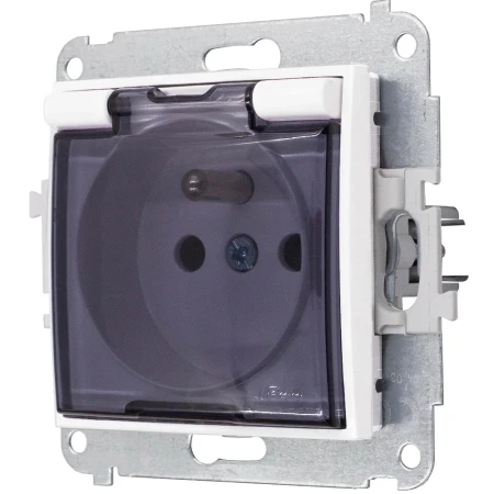 Trzy gniazda hermetyczne z ramką okrągłą seria MINI kolor biały mat