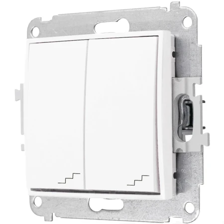 Włącznik krzyżowy podwójny z ramką zaokrągloną seria MINI kolor biały mat