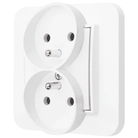 Gniazdo podwójne z ramką zaokrągloną seria MINI kolor biały mat