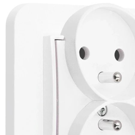 Gniazdo podwójne z ramką zaokrągloną seria MINI kolor biały mat