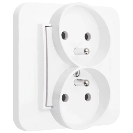 Gniazdo podwójne z ramką zaokrągloną seria MINI kolor biały mat