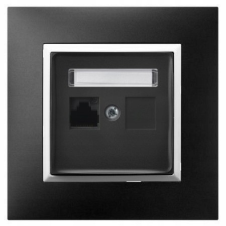 Gniazdo Internetowe Rj45 1X Aria Czarny Biały