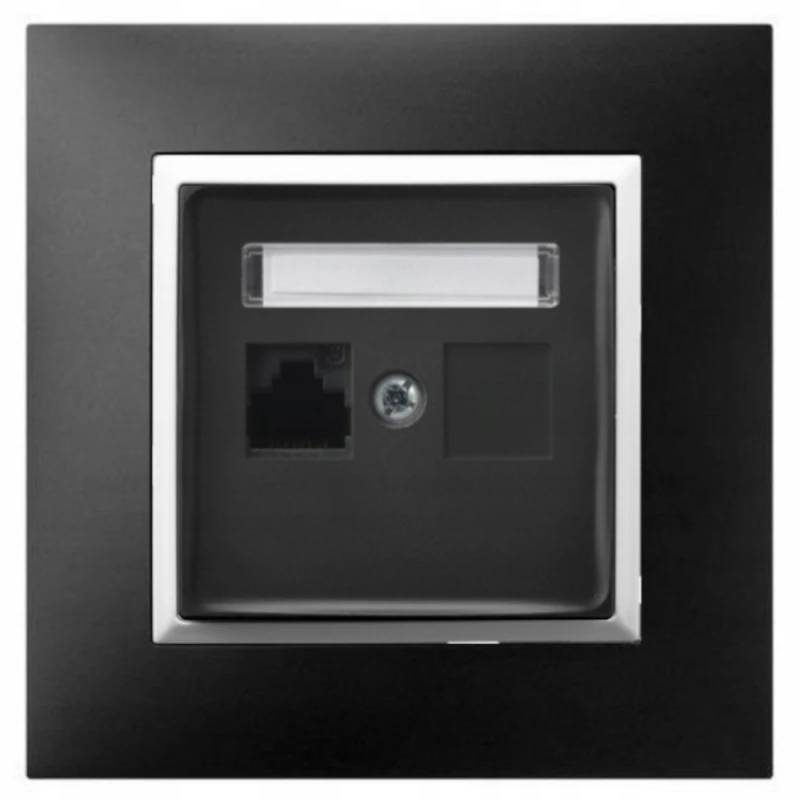 Gniazdo Internetowe Rj45 1X Aria Czarny Biały