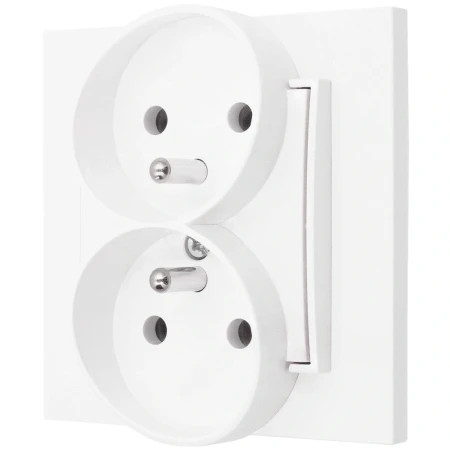 Gniazdo podwójne z ramką prostą seria MINI kolor biały mat