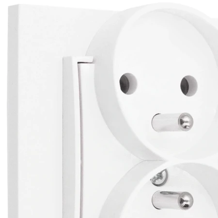 Gniazdo podwójne z ramką prostą seria MINI kolor biały mat