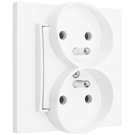 Gniazdo podwójne z ramką prostą seria MINI kolor biały mat