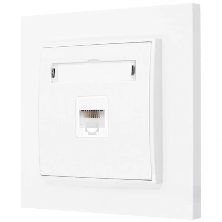 Gniazdo internetowe rj45 1x z ramką prostą seria MINI kolor biały mat